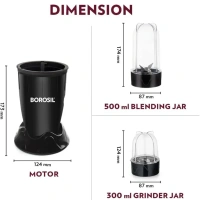 BOROSIL Borosil NutriFresh PB31 Portable Mini-Blender & Grinder, Black 400 W - Base Variant