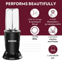 BOROSIL Borosil NutriFresh PB31 Portable Mini-Blender & Grinder, Black 400 W - Base Variant