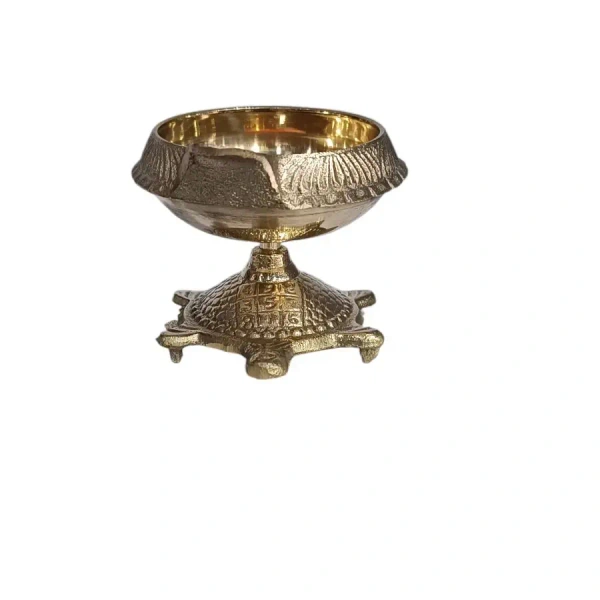 Brass Antique Tortoise Diya - Base Variant