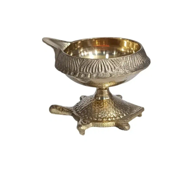 Brass Antique Tortoise Diya - Base Variant