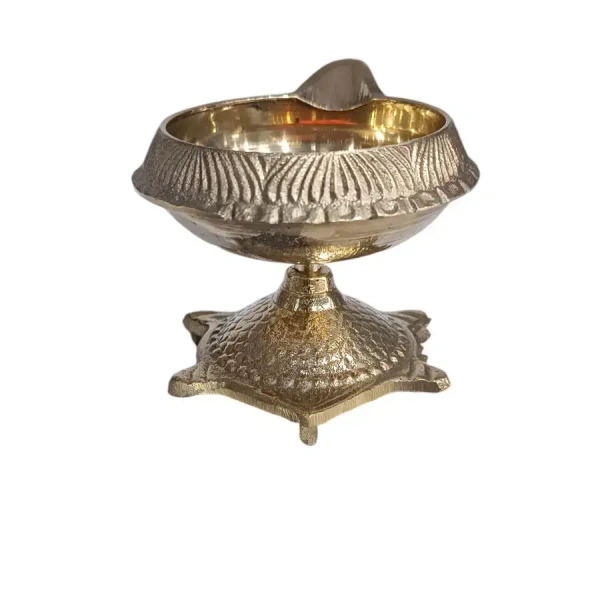 Brass Antique Tortoise Diya - Base Variant