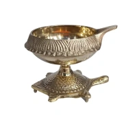 Brass Antique Tortoise Diya - Base Variant