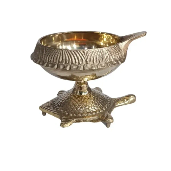 Brass Antique Tortoise Diya - Base Variant