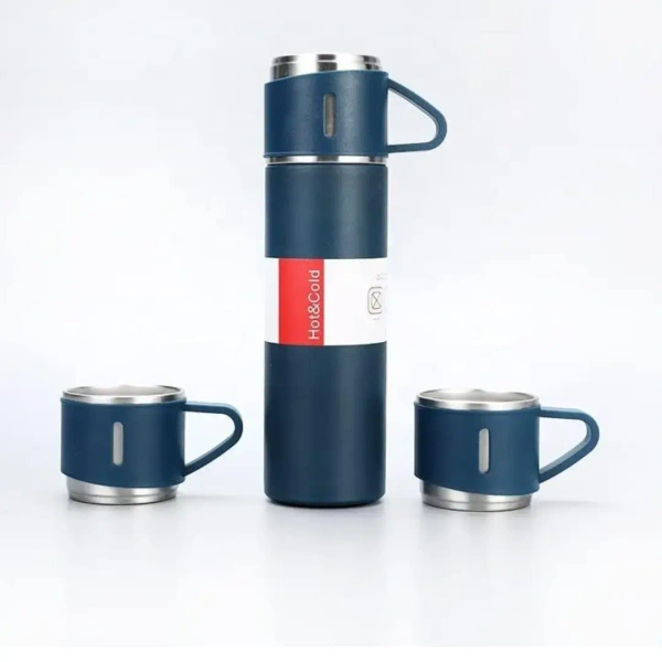 Double Wall Stainless Steel Thermo 500ml Vacuum Insulated Bottle With 3 Cup - Base Variant