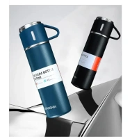 Double Wall Stainless Steel Thermo 500ml Vacuum Insulated Bottle With 3 Cup - Base Variant