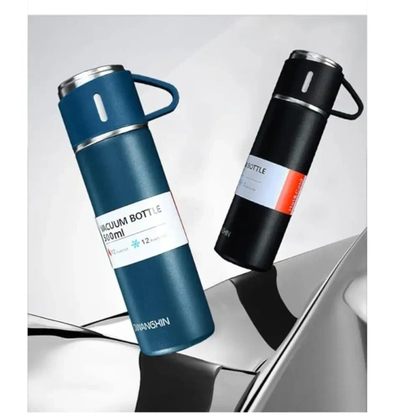 Double Wall Stainless Steel Thermo 500ml Vacuum Insulated Bottle With 3 Cup - Base Variant