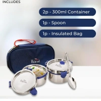 FALCON Falcon Stainless Steel Eco Nxt Lunch Box, 2 Containers with Insulated Bag - Base Variant