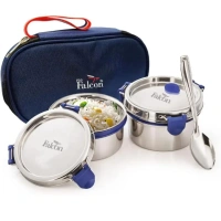 FALCON Falcon Stainless Steel Eco Nxt Lunch Box, 2 Containers with Insulated Bag - Base Variant