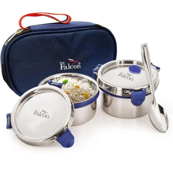 FALCON Falcon Stainless Steel Eco Nxt Lunch Box, 2 Containers with Insulated Bag - Base Variant