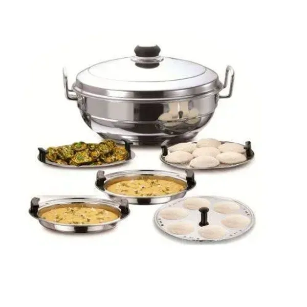 Garuda Sandwich Bottom Stainless Steel Multi Kadhai with Lid - 5 plates - Base Variant