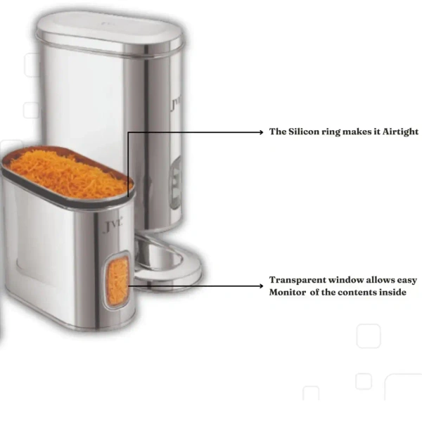 JVL Stainless Steel Kitchen Food Storage Capsule Shape Galaxy Window Canister - Base Variant
