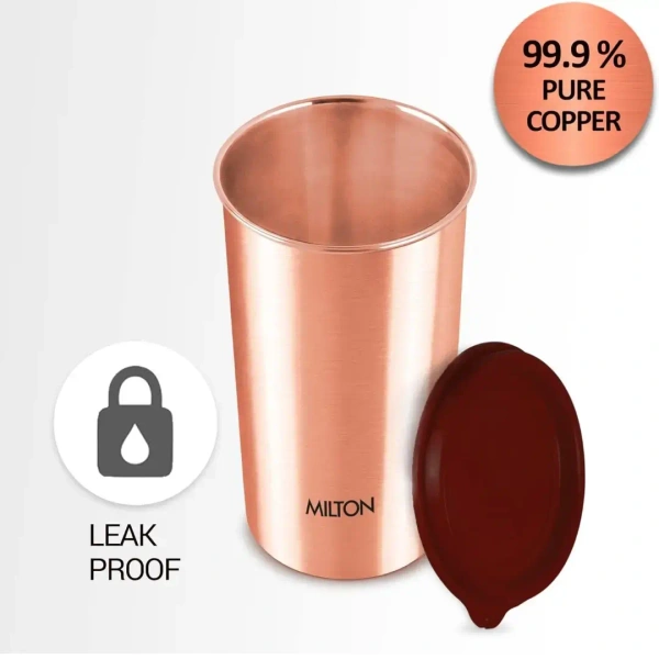 MILTON Milton Copper Drinking Water Tumbler with Lid 480 ml, - Base Variant