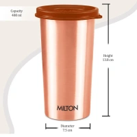 MILTON Milton Copper Drinking Water Tumbler with Lid 480 ml, - Base Variant