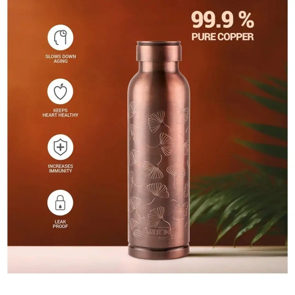 MILTON Copper Swasth Water Bottle 940 ml Copper Petals - Base Variant