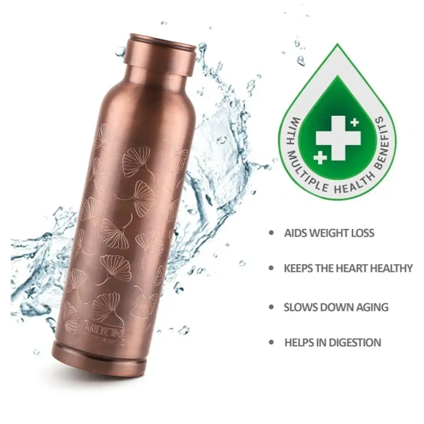 MILTON Copper Swasth Water Bottle 940 ml Copper Petals - Base Variant