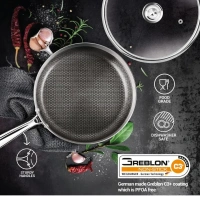 MILTON Milton Honeycomb Triply Frypan With Glass Lid - Base Variant