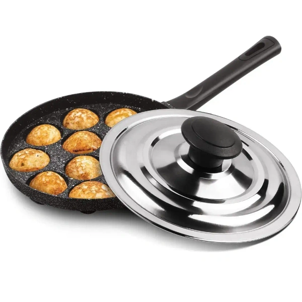 MILTON Pro cook Appam Patra 12 Cavities, 14 Inch Non-Stick Paniyaram - Base Variant