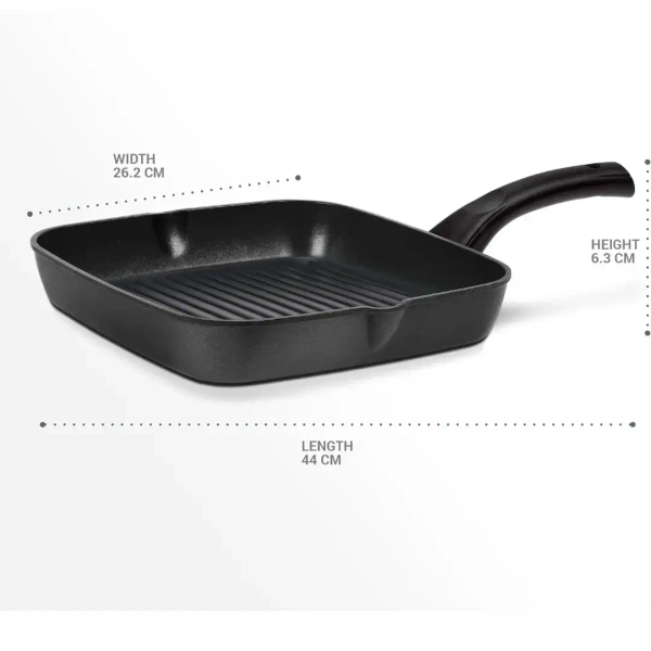 MILTON Milton Pro Cook Die Cast Grill Pan 24 cm Black Induction Safe Non Stick - Base Variant