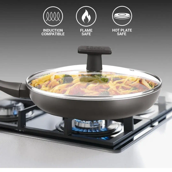 MILTON Milton Pro Cook Granito Fry Pan With Glass Lid Size 24 Cm - Base Variant