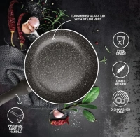 MILTON Milton Pro Cook Granito Fry Pan With Glass Lid Size 28 Cm - Base Variant