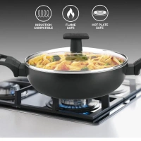 MILTON Milton Pro Cook Granito Kadhai With Glass Lid Size 28 Cm - Base Variant