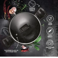 MILTON Milton Pro Cook Granito Kadhai With Glass Lid Size 28 Cm - Base Variant