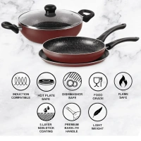 MILTON Milton Pro Cook Granito Non Stick Set of 3 With Glass Lid - Base Variant