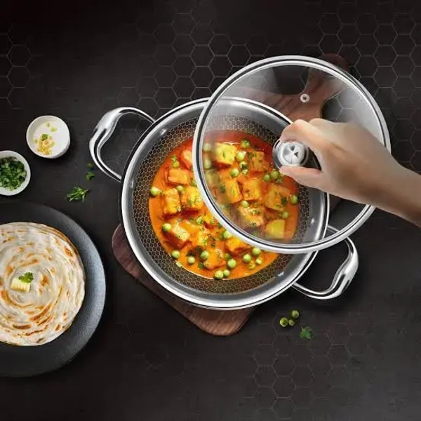MILTON Milton Pro Cook Honeycomb Kadhai With Glass Lid - Base Variant