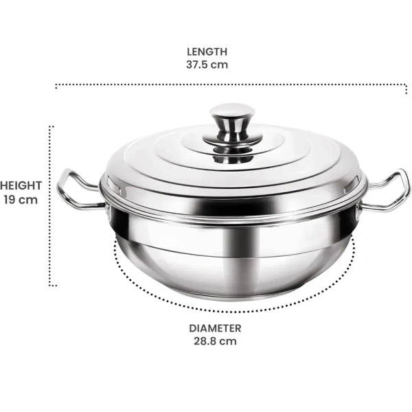 MILTON Milton Pro Cook Stainless Steel Multi Kadhai With Lid - Base Variant