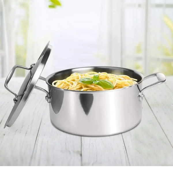 MILTON Milton Pro Cook Tri Ply Stainless Steel Casserole With Lid Size 22 - Base Variant