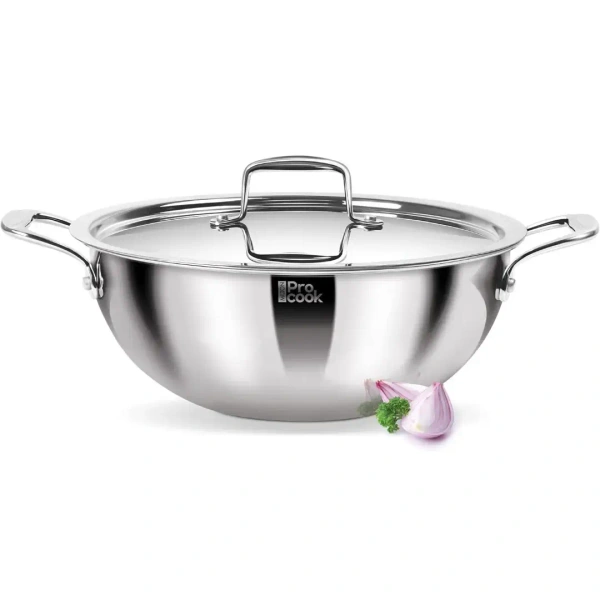 MILTON Pro cook Triply Deep Kadhai with Stainless Steel Lid 26 Cm - Base Variant