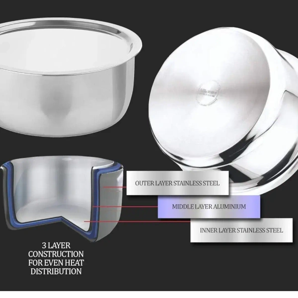 MILTON Milton Pro Cook Triply Stainless Steel Induction Tope with Lid 26 Cm - Base Variant