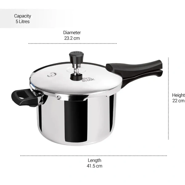 MILTON Milton Pro Cook Triply Stainless Steel Pressure Cooker Outer Lid  5 Ltr - Base Variant