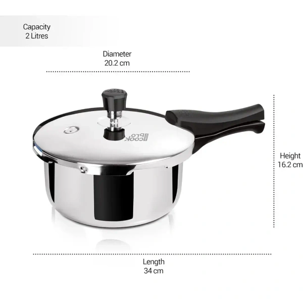 MILTON Milton Pro Cook Triply Stainless Steel Pressure Cooker Outer Lid  2 Ltr - Base Variant