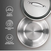 MILTON Pro cook Triply Stainless Steel Tasla with S S Lid 26 Cm - Base Variant