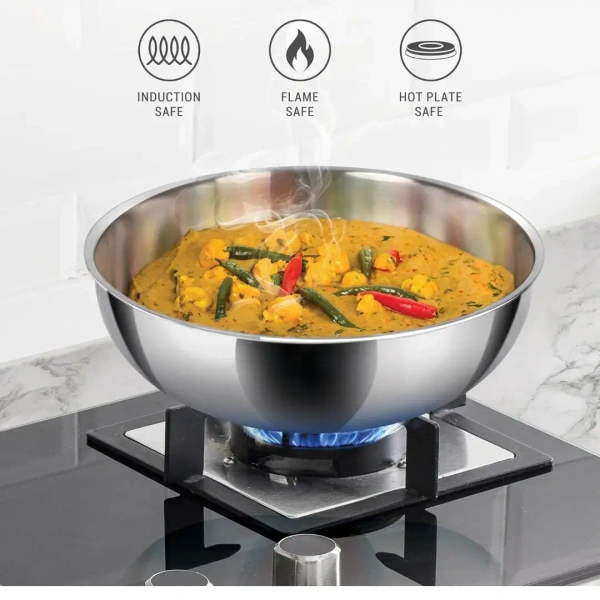 MILTON Milton Procook Triply Stainless Steel Tasla Without Lid  Set of 6 - Base Variant