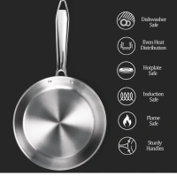 MILTON Milton Tri Ply Stainless Steel Fry Pan With S S Lid 20 Cm - Base Variant