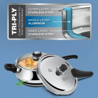 MILTON Milton Triply Handi Stainless Steel Cooker With Glass Lid - Base Variant