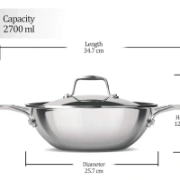 MILTON Milton Triply Stainless Steel Kadhai With Lid 24 cm - Base Variant