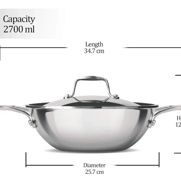 MILTON Milton Triply Stainless Steel Kadhai With Lid 24 cm - Base Variant