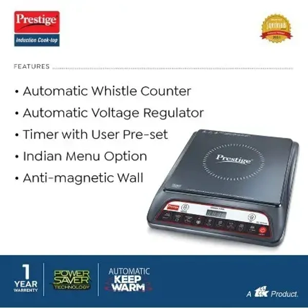 PRESTIGE Prestige PIC 20 WIZ 1600W Induction Cooktop(Black, Automatic Whistle Counter, - Base Variant