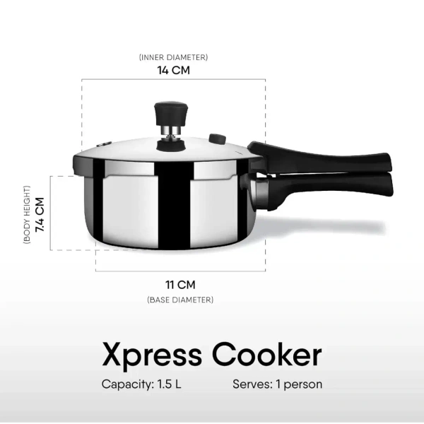 Stahl Stainless Steel Triply Pressure Cooker 1.5 Ltr. - Base Variant