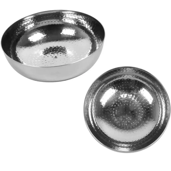 Stainless Steel Heavy Hammered Tasla Set Of 2 - Base Variant