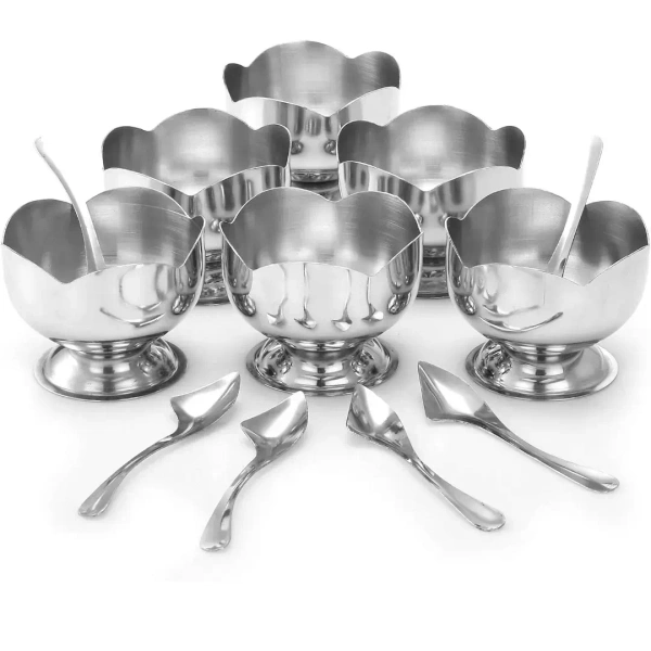 Stainless Steel Icecream Set With Spoon - Base Variant