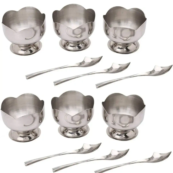 Stainless Steel Icecream Set With Spoon - Base Variant