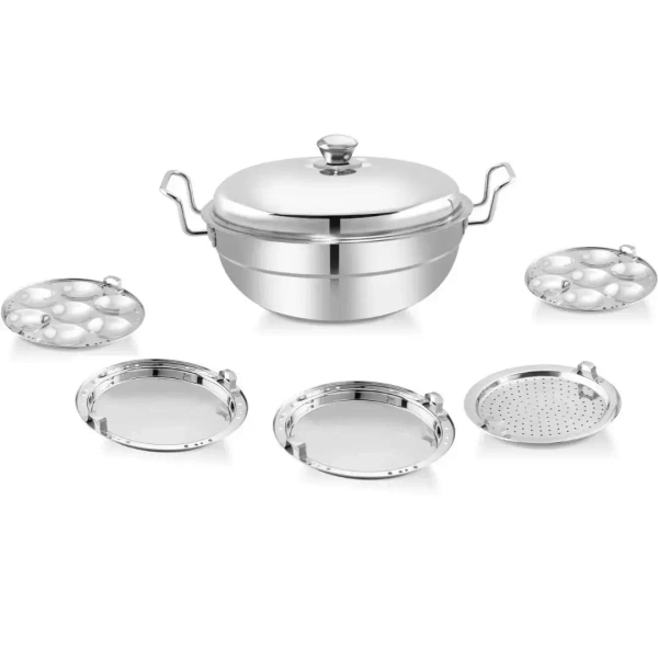 Stainless Steel Multi Kadhai With 5 Plates - Base Variant