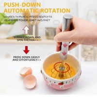 Stainless Steel Whisks Hand Push Whisk Blender Semi Automatic Whisk - Base Variant