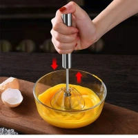 Stainless Steel Whisks Hand Push Whisk Blender Semi Automatic Whisk - Base Variant