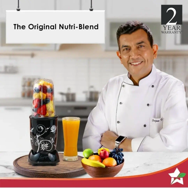 Wonderchef Nutri-blend 500W, 22000 RPM Copper Motor, Smoothie Maker, 3 Unbreakable Jars, 2 Yr Warranty, Black - Base Variant