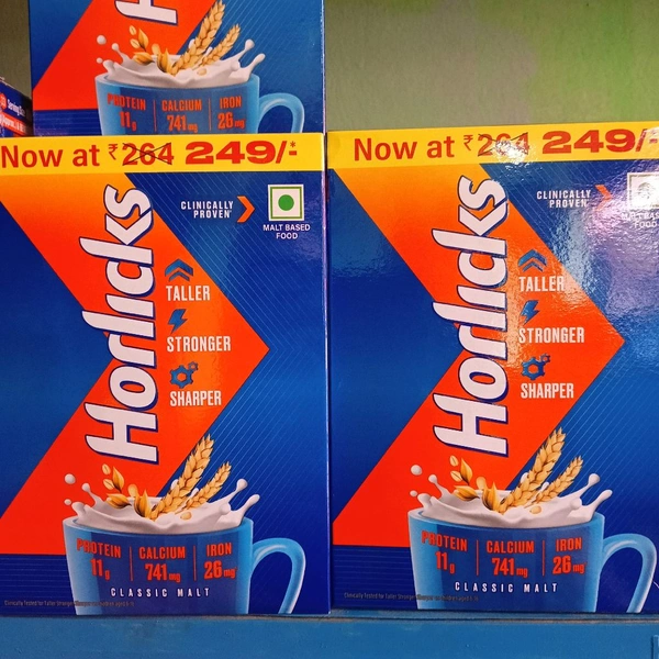 pack of Horlicks Classic Malt nutrition drink.500g